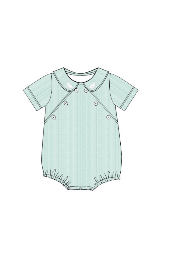 The Smocked Flamingo Apparel & Accessories Pre-Order Boys Linen Cyan Bubble