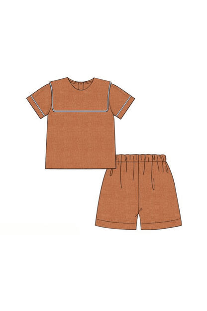 The Smocked Flamingo Apparel & Accessories Pre-Order Bronze Linen Short Set