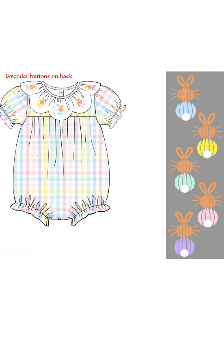 The Smocked Flamingo Apparel & Accessories Pre-Order Bullion Bunny Pastel Gingham Scalloped Bubble