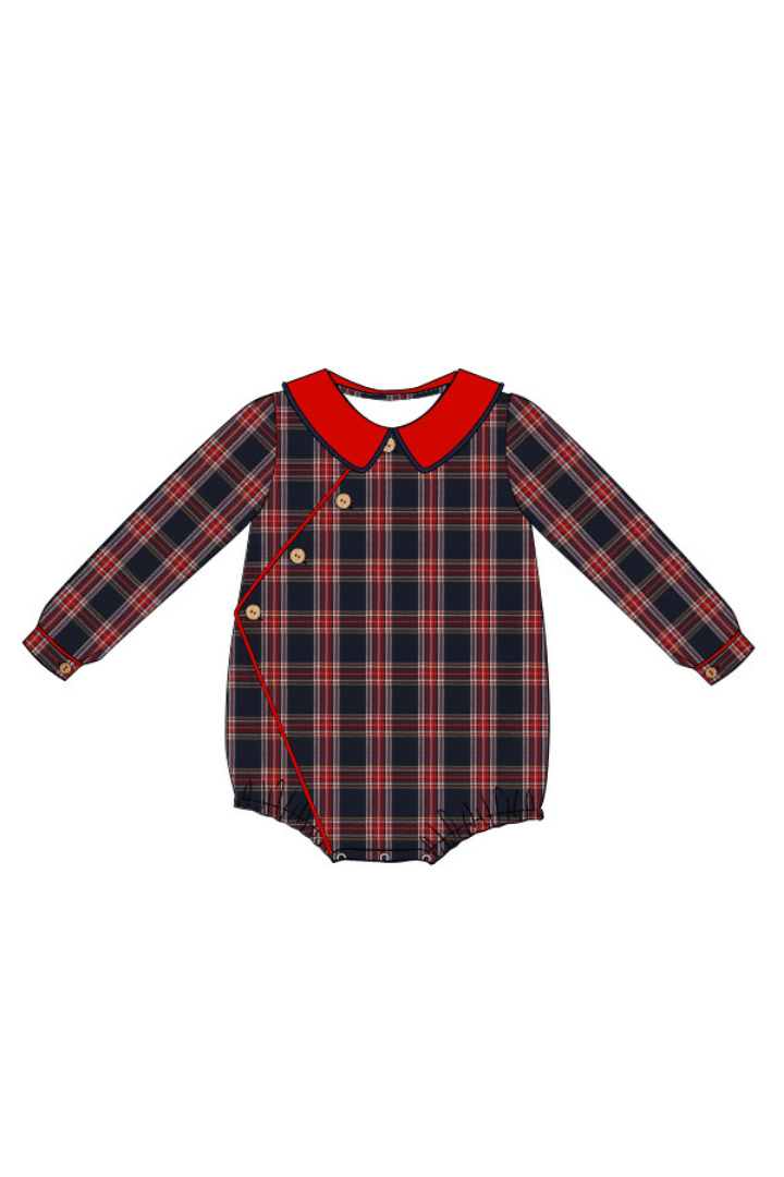 The Smocked Flamingo Apparel & Accessories Pre-Order Christmas Tartan Plaid Bubble