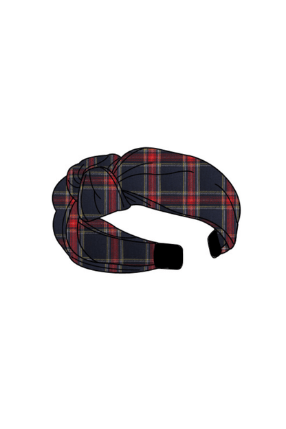 The Smocked Flamingo Apparel & Accessories Pre-Order Christmas Tartan Plaid Knotted Headband