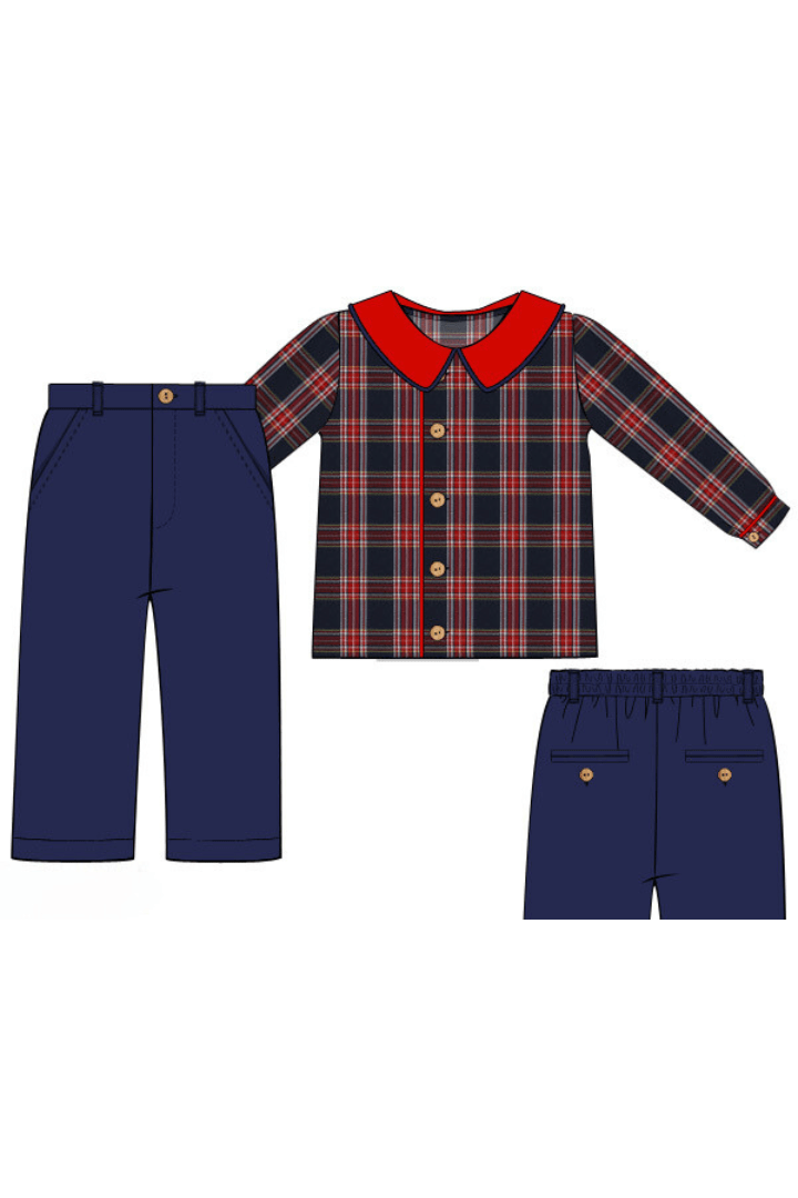 The Smocked Flamingo Apparel & Accessories Pre-Order Christmas Tartan Plaid Pant Set