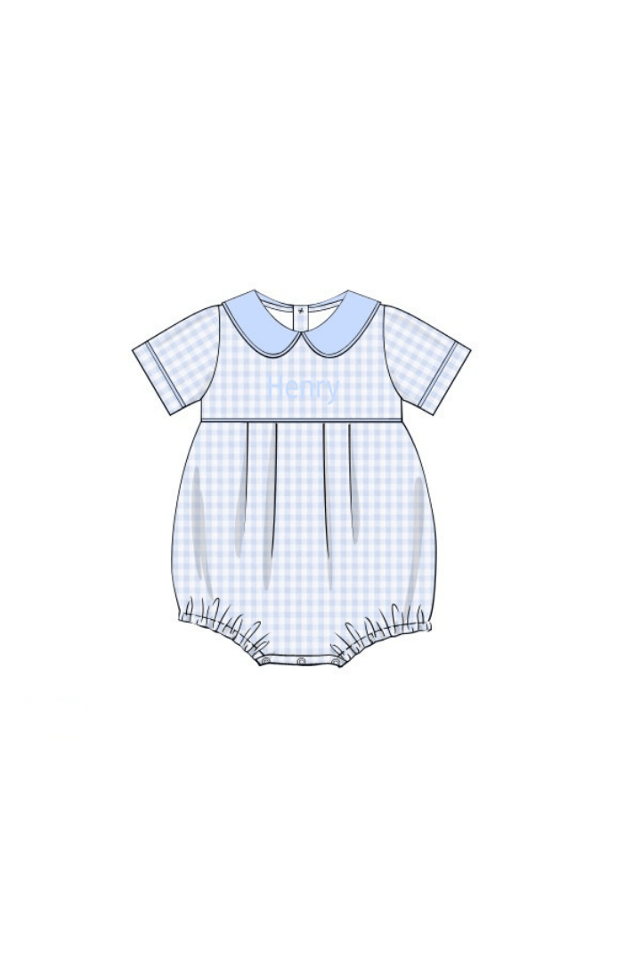 The Smocked Flamingo Apparel & Accessories Pre-Order Classic Gingham Knit Peter Pan Collar Bubble