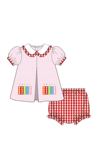 The Smocked Flamingo Apparel & Accessories Pre-Order Colored Pencils Applique Set