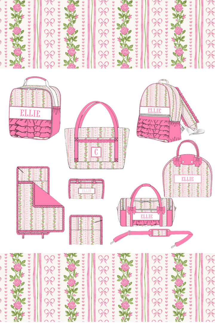 The Smocked Flamingo Apparel & Accessories Pre-Order Custom Name Fancy Floral Luggage