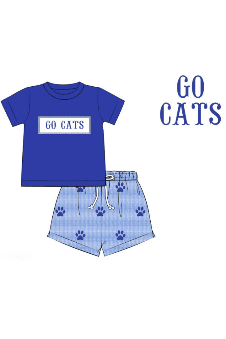 The Smocked Flamingo Apparel & Accessories Pre-Order Custom Personalized Team Blue and White Short Set