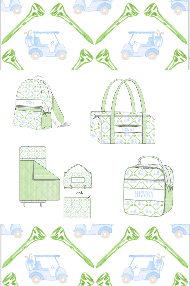 The Smocked Flamingo Apparel & Accessories Pre-Order Custom Smock Let's Golf Blue Lunch Box Luggage