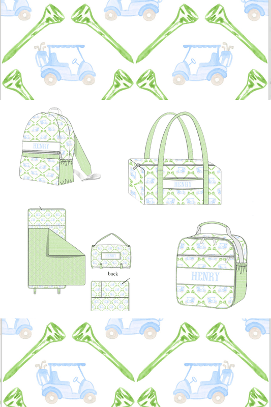 The Smocked Flamingo Apparel & Accessories Pre-Order Custom Smock Let's Golf Blue Lunch Box Luggage