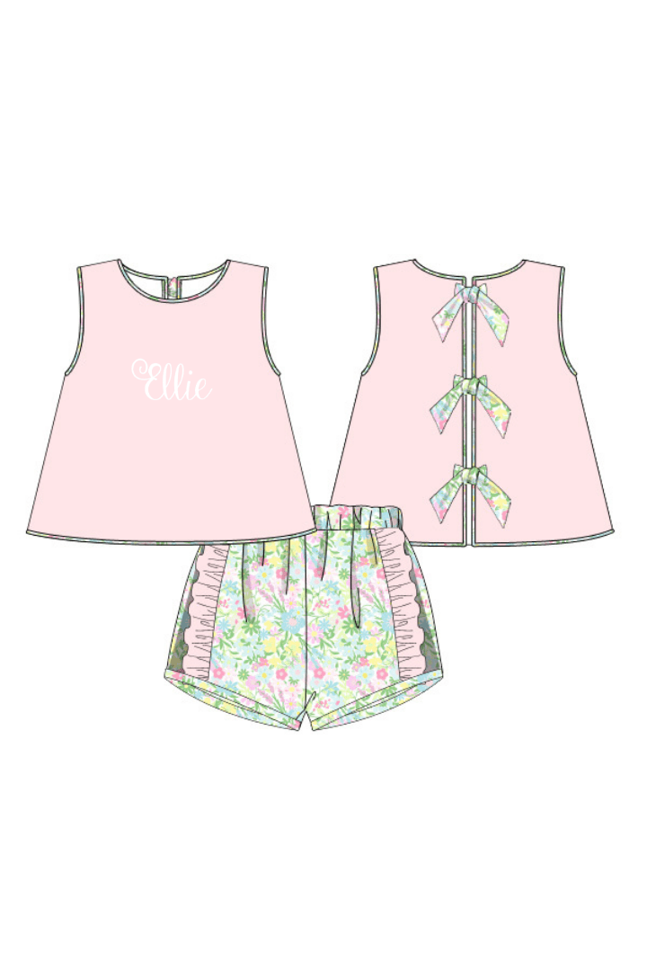The Smocked Flamingo Apparel & Accessories Pre-Order Ellie Floral Knit Short Set