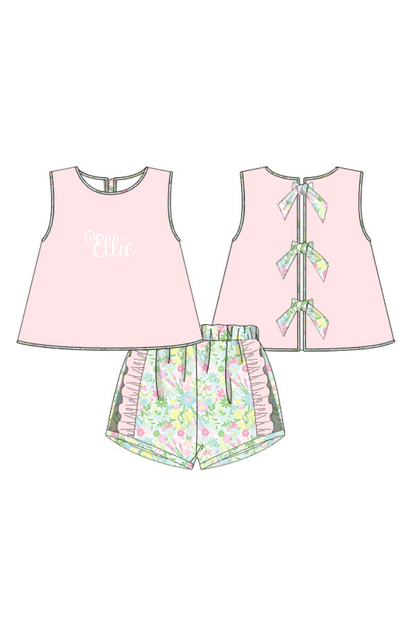 The Smocked Flamingo Apparel & Accessories Pre-Order Ellie Floral Knit Short Set