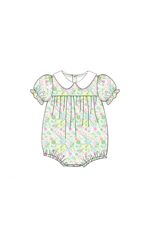 The Smocked Flamingo Apparel & Accessories Pre-Order Ellie Floral Peter Pan Collar Bubble