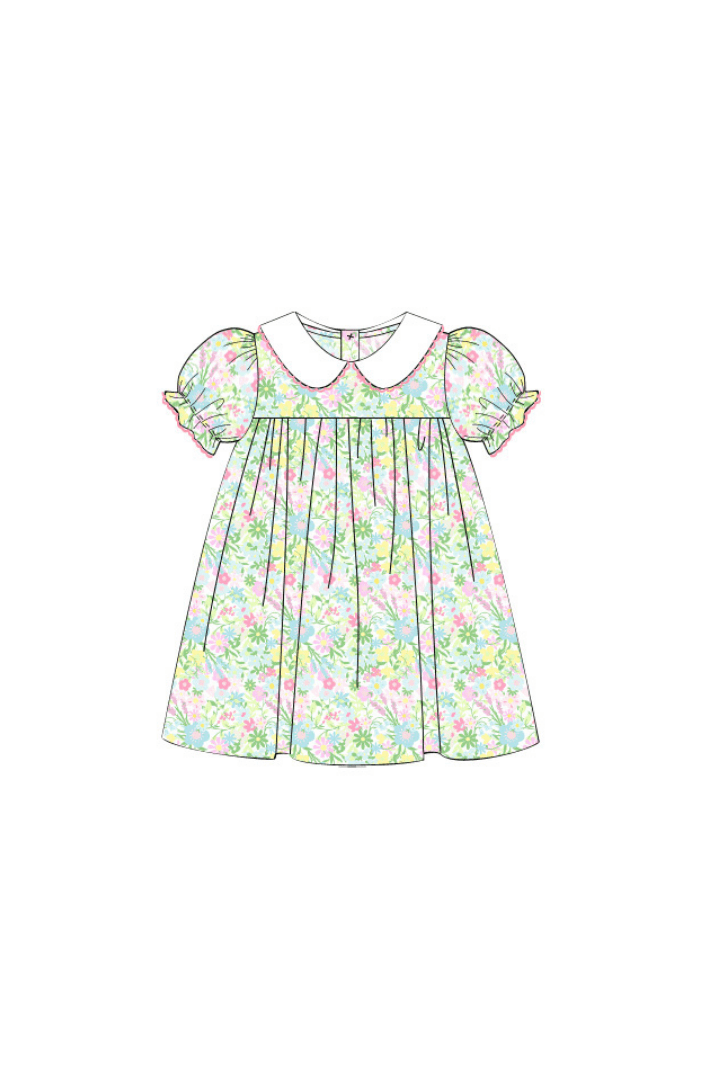 The Smocked Flamingo Apparel & Accessories Pre-Order Ellie Floral Peter Pan Collar Dress