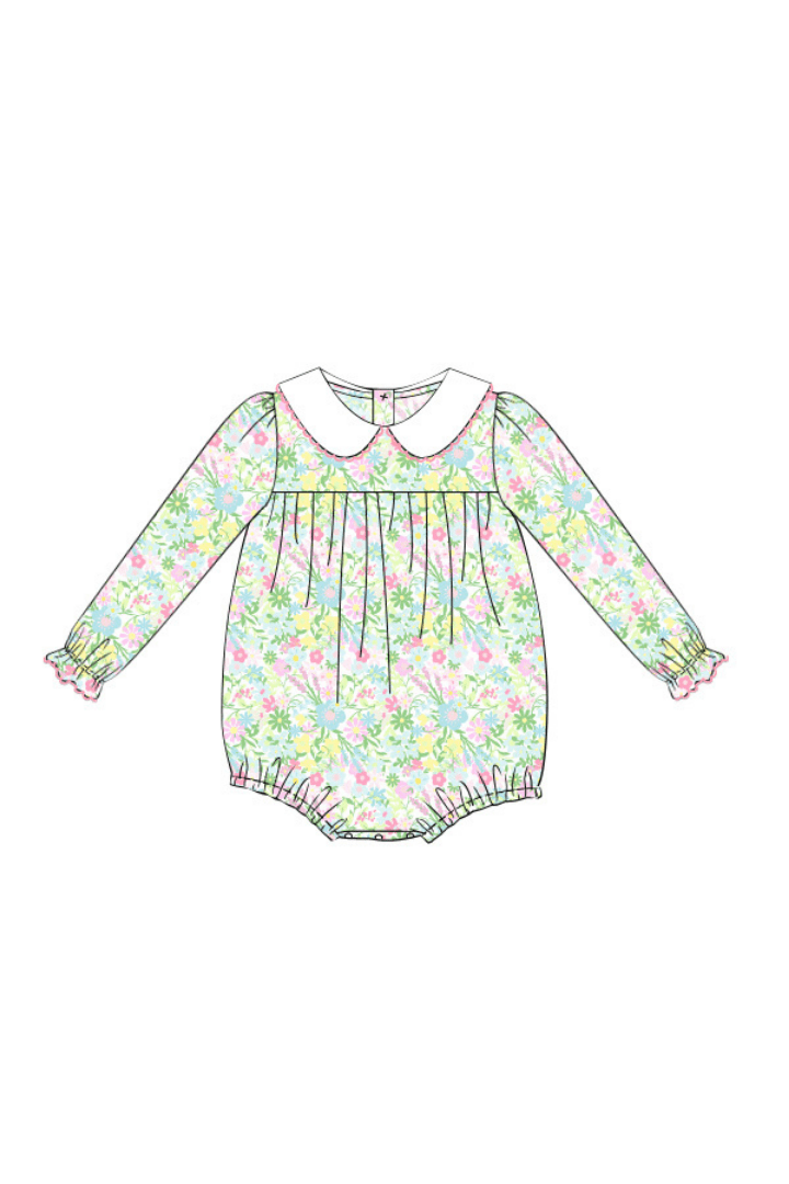 Ellie Knit Floral Peter Pan Collar Long Sleeve Bubble – The Smocked Flamingo