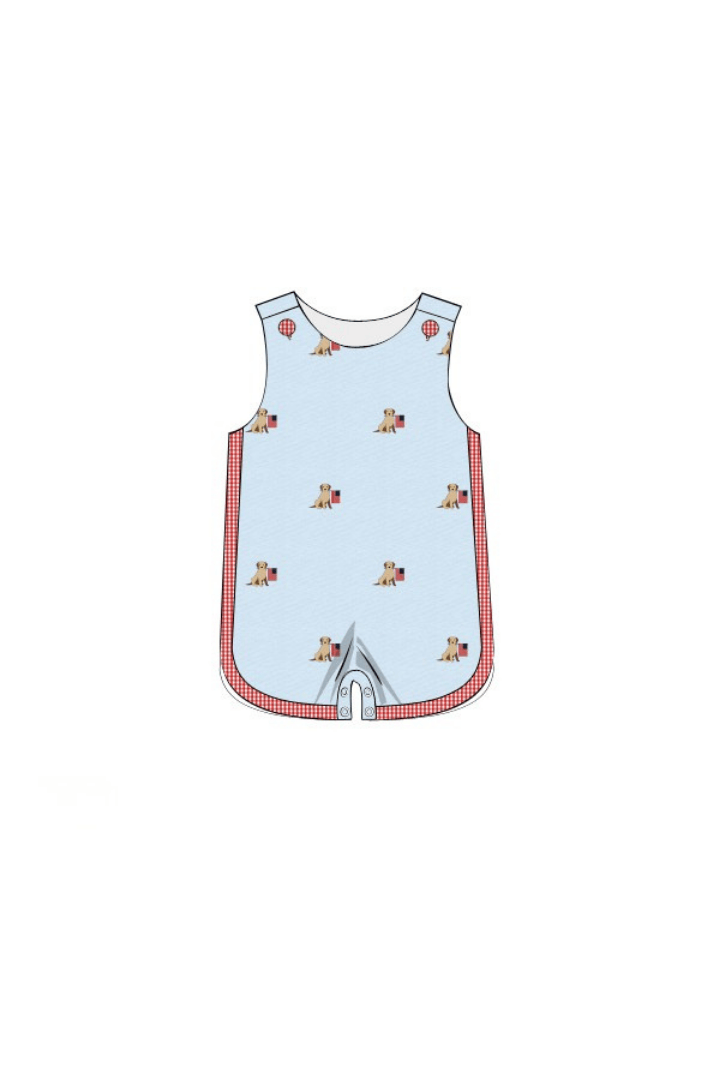 The Smocked Flamingo Apparel & Accessories Pre-Order Embroidered American Pup Jon Jon
