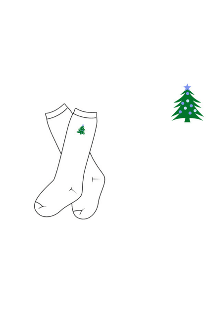 The Smocked Flamingo Apparel & Accessories Pre-Order Embroidered Blue Christmas Tree Socks