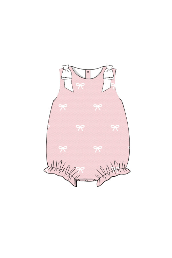 The Smocked Flamingo Apparel & Accessories Pre-Order Embroidered Bow Pink Honeycomb Bubble