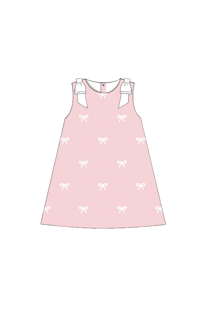 The Smocked Flamingo Apparel & Accessories Pre-Order Embroidered Bow Pink Honeycomb Dress