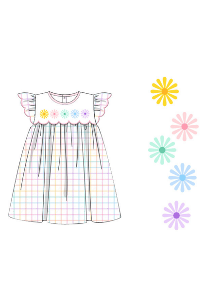 The Smocked Flamingo Apparel & Accessories Pre-Order Embroidered Daisy Pastel Dress