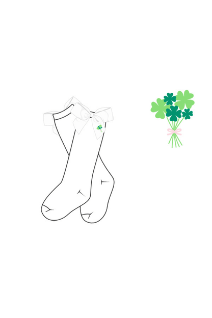 The Smocked Flamingo Apparel & Accessories Pre-Order Embroidered Four Leaf Clover Bow Socks