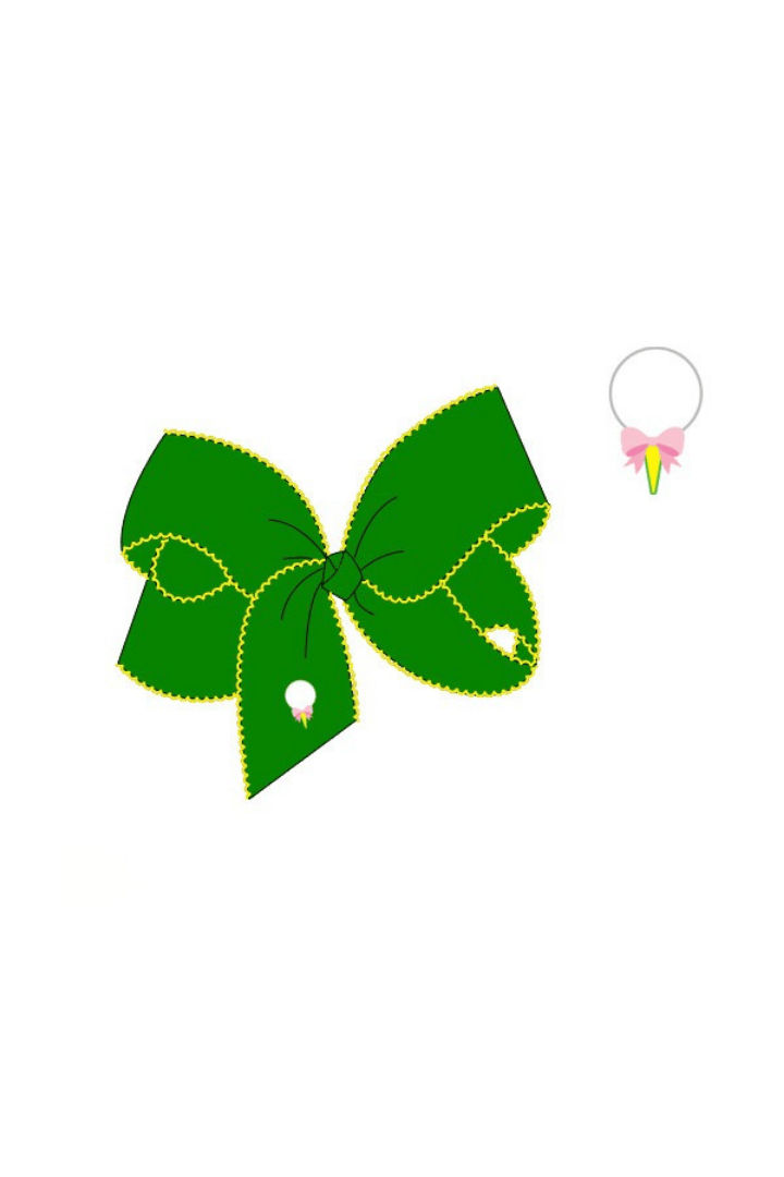 The Smocked Flamingo Apparel & Accessories Pre-Order Embroidered Golf Green Grosgrain Bow