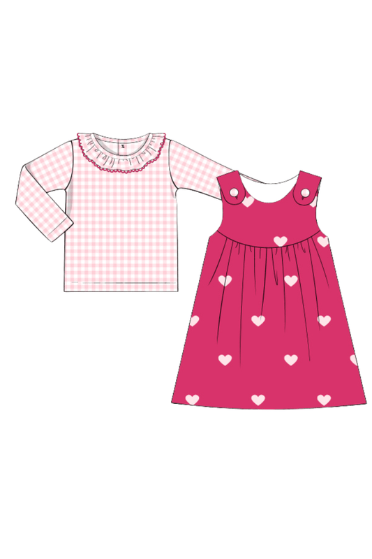 The Smocked Flamingo Apparel & Accessories Pre-Order Embroidered Heart Pink Corduroy Dress