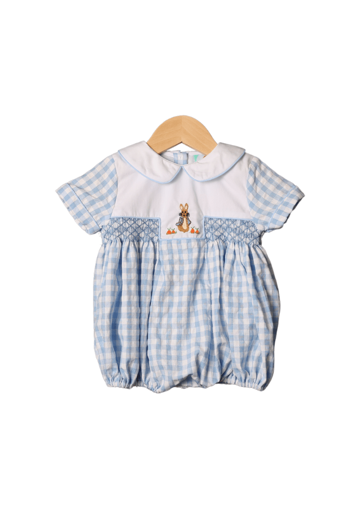 The Smocked Flamingo Apparel & Accessories Pre-Order Embroidered Peter Rabbit Classic Seersucker Bubble