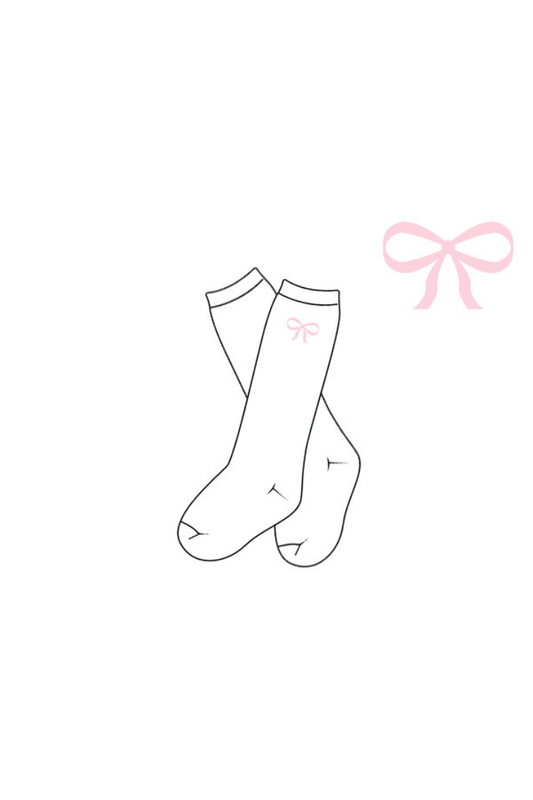 The Smocked Flamingo Apparel & Accessories Pre-Order Embroidered Pink Bow Socks