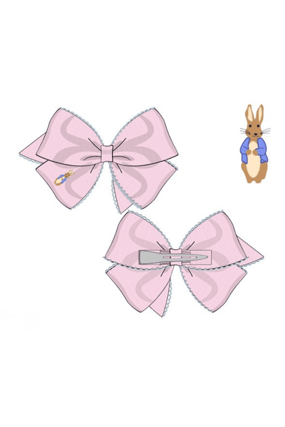 The Smocked Flamingo Apparel & Accessories Pre-Order Embroidered Pink Peter Rabbit Grosgrain Bow