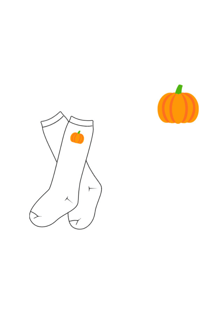 The Smocked Flamingo Apparel & Accessories Pre-Order Embroidered Pumpkin Socks