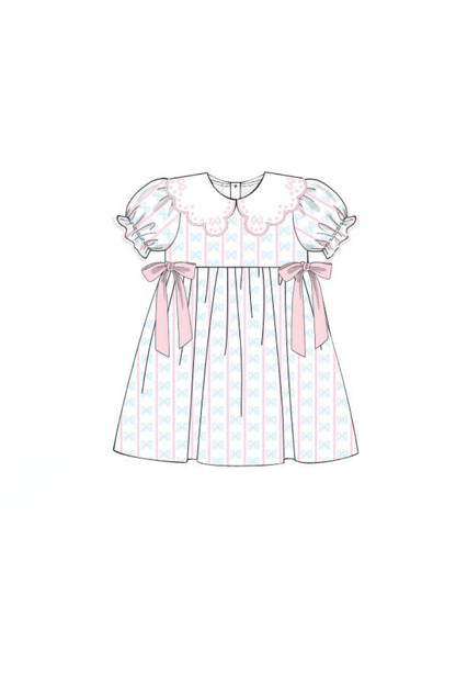 The Smocked Flamingo Apparel & Accessories Pre-Order Embroidered Sweet Scalloped Bow Dress