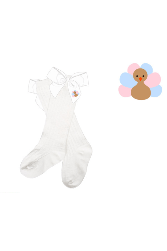 The Smocked Flamingo Apparel & Accessories Pre-Order Embroidered Turkey Bow Socks