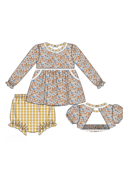 The Smocked Flamingo Apparel & Accessories Pre-Order Fall Floral Bloomer Set