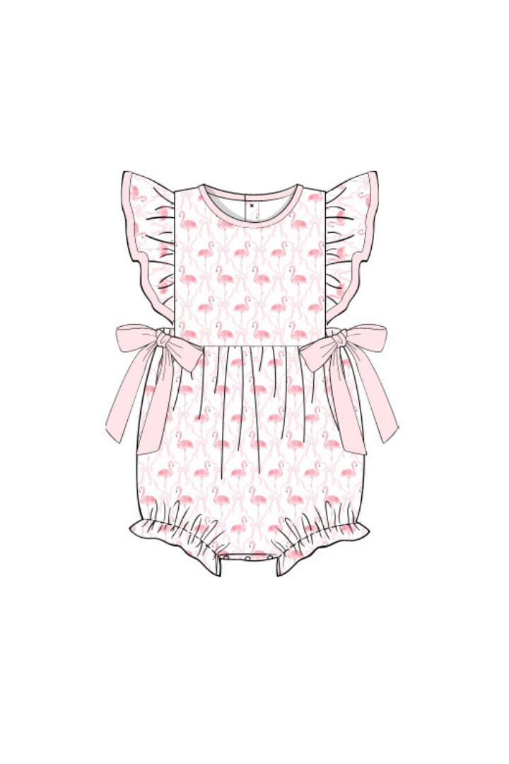 The Smocked Flamingo Apparel & Accessories Pre-Order Fancy Flamingo Ruffle Bow Knit Bubble