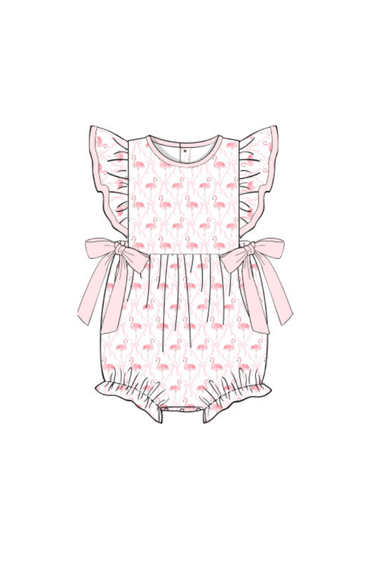 The Smocked Flamingo Apparel & Accessories Pre-Order Fancy Flamingo Ruffle Bow Knit Bubble