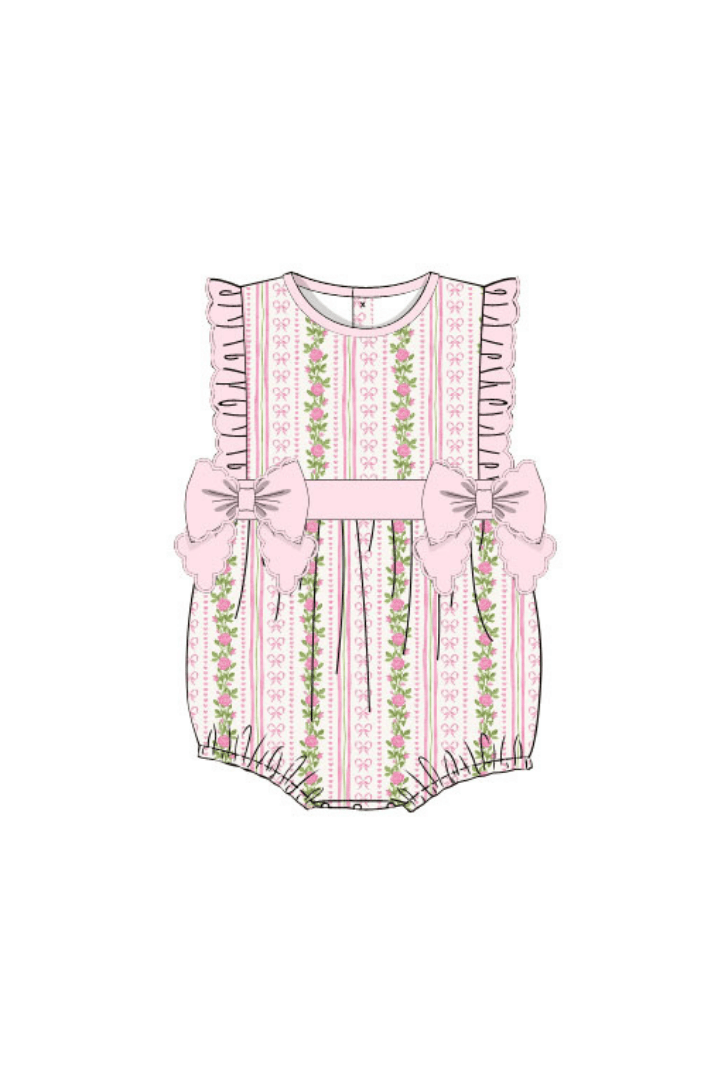 The Smocked Flamingo Apparel & Accessories Pre-Order Fancy Floral Ruffle Bow Bubble