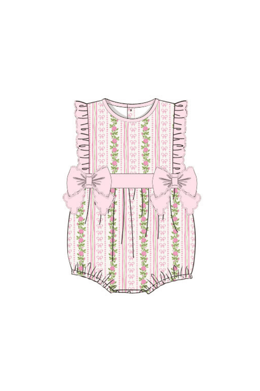 The Smocked Flamingo Apparel & Accessories Pre-Order Fancy Floral Ruffle Bow Bubble