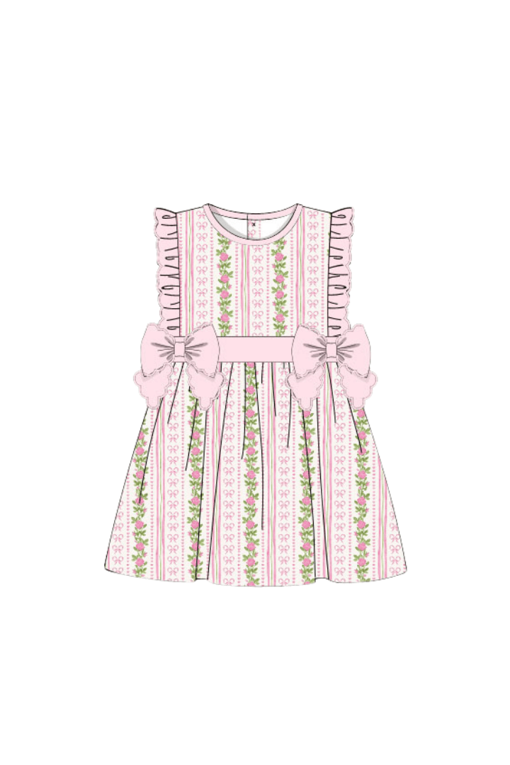 The Smocked Flamingo Apparel & Accessories Pre-Order Fancy Floral Ruffle Bow Dress