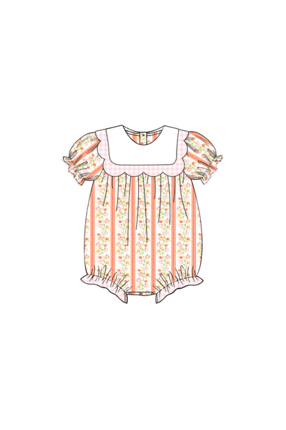 The Smocked Flamingo Apparel & Accessories Pre-Order Fancy Pumpkin Pink Gingham Scalloped Bubble