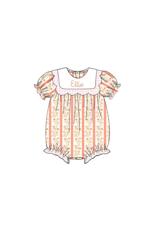 The Smocked Flamingo Apparel & Accessories Pre-Order Fancy Pumpkin Pink Gingham Scalloped Bubble