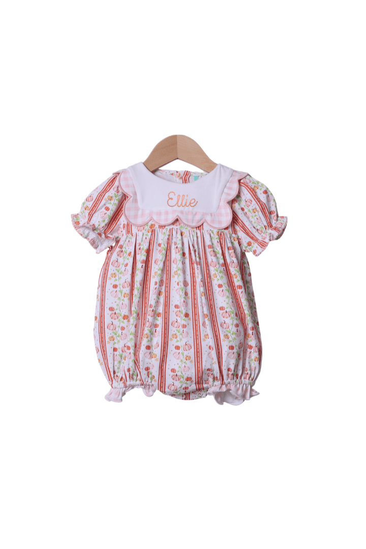 The Smocked Flamingo Apparel & Accessories Pre-Order Fancy Pumpkin Pink Gingham Scalloped Bubble