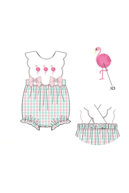 The Smocked Flamingo Apparel & Accessories Pre-Order Flamingo Pink and Mint Plaid Bow Bubble