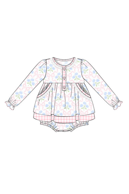 The Smocked Flamingo Apparel & Accessories Pre-Order Floral and Pink Gingham Swing Bubble