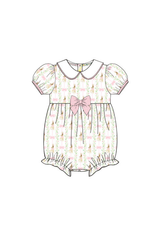 The Smocked Flamingo Apparel & Accessories Pre-Order Floral Bunny Bow Bubble