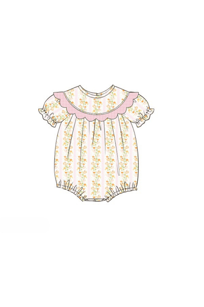 The Smocked Flamingo Apparel & Accessories Pre-Order Floral Pumpkins with Gingham Trim Bubble