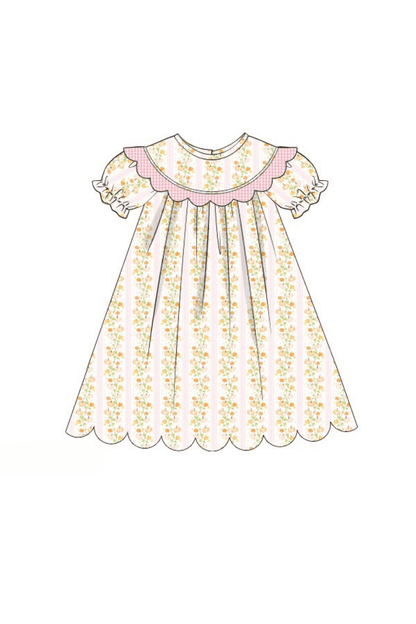 The Smocked Flamingo Apparel & Accessories Pre-Order Floral Pumpkins with Gingham Trim Dress