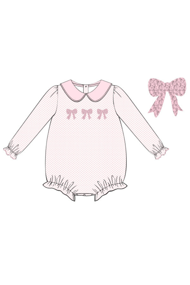 The Smocked Flamingo Apparel & Accessories Pre-Order French Knot Bow Bitty Dot Bubble