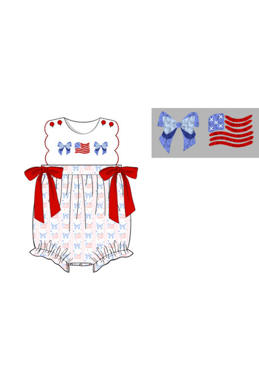 The Smocked Flamingo Apparel & Accessories Pre-Order French Knot Flag and Bow Bubble