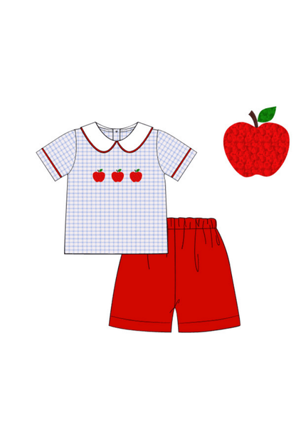 The Smocked Flamingo Apparel & Accessories Pre-Order French Knot Gingham Apple Short Set