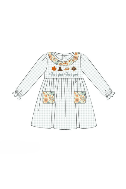 The Smocked Flamingo Apparel & Accessories Pre-Order French Knot God is Good Floral Dress