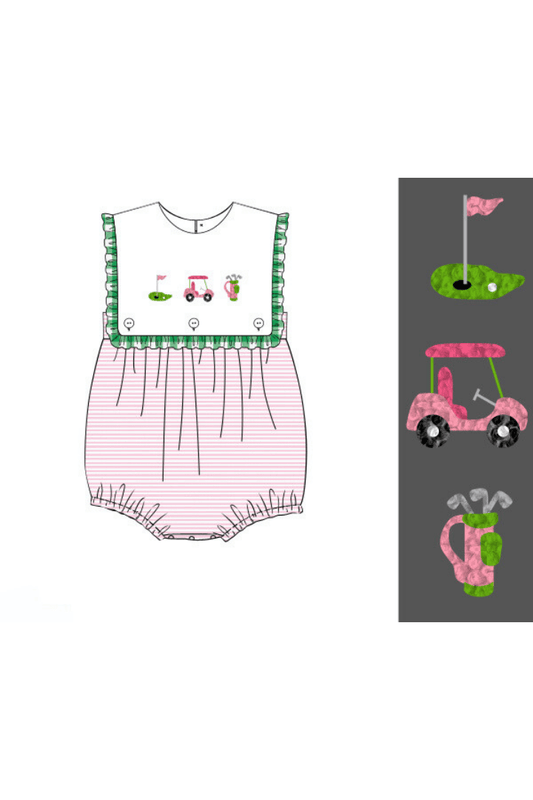 The Smocked Flamingo Apparel & Accessories Pre-Order French Knot Golf Pink Gingham Bubble